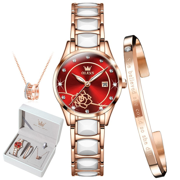 Japan Movement 28MM Dial Waterproof Watch Ceramics Women Wristwatch Gift for Valentine Day