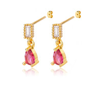 Fashion Green Waterdrop Zircon Drop Earrings For Women Stainless Steel Gold Color