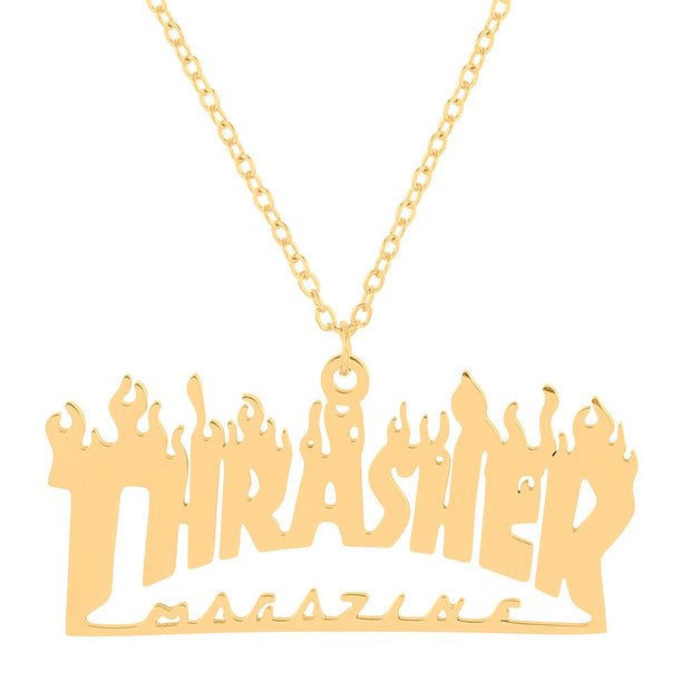 Trendy Street Hip Hop Letter Pendant Necklace High Quality Stainless steel