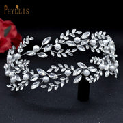 A254 Silver Gold Bride Headband Rhinestone Hair Jewelry for Women Tiaras Luxury