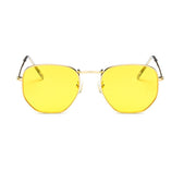 Hexagon Sunglasses Men Brand Designer Small Square Sunglases Metal Frame