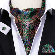 Green Solid 100% Silk Ascot Cravat Tie Ascot Scrunch Self British style