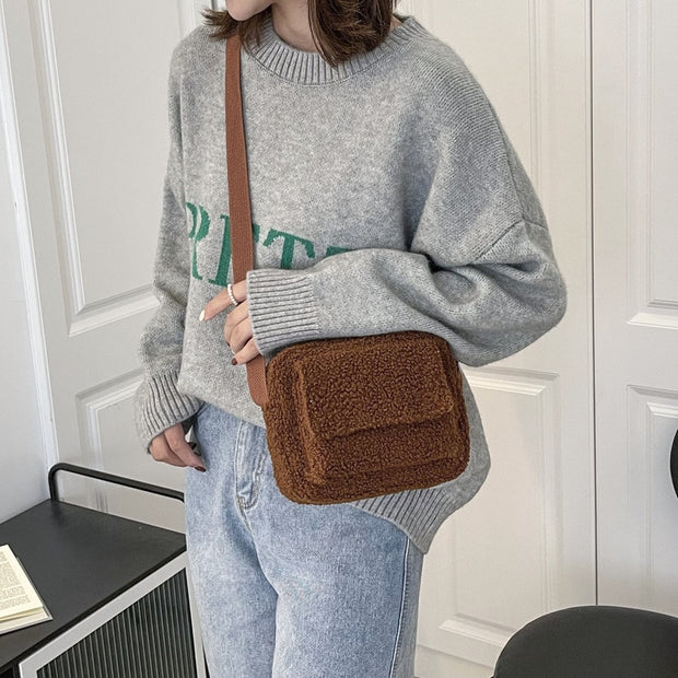 New Plush Fabric Women's Shoulder Crossbody Bag