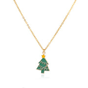 Zircon Christmas Tree Necklace For Women Chain Stainless Steel Necklace