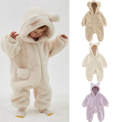 0-2Y Newborn Baby Rompers Autumn Winter Warm Fleece Baby Boys Costume
