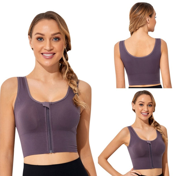 Front Zipper Sports Underwear Running I-back Yoga Fitness Gym Sportswear