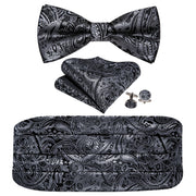 Barry.Wang Mens Brown Bow Tie Plaid Cummerbund Checked
