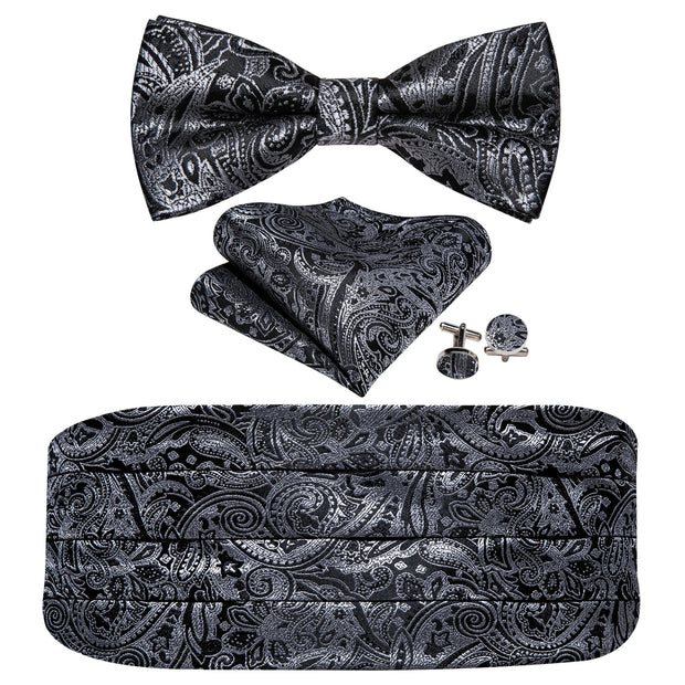 Barry.Wang Mens Brown Bow Tie Plaid Cummerbund Checked