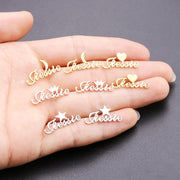 Cute Star Name Earrings For Women Girl Customized Jewelry Personalized Crown Butterfly