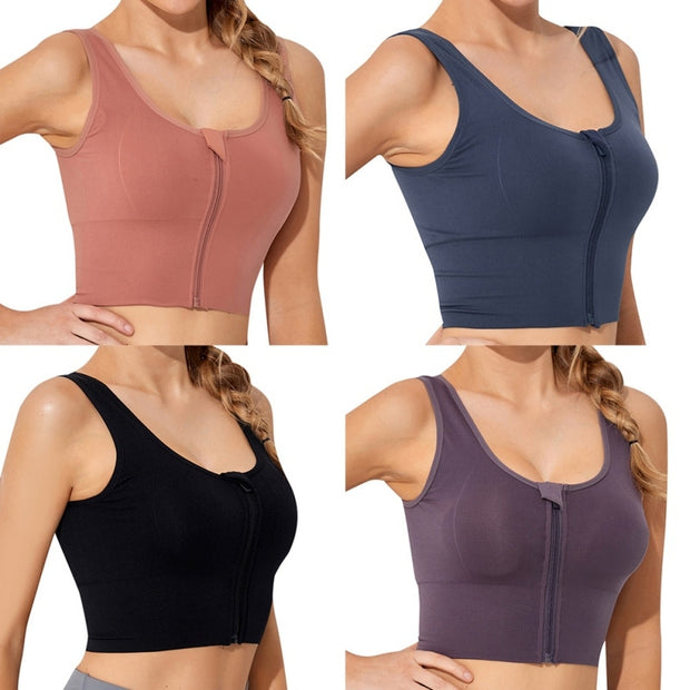 Front Zipper Sports Underwear Running I-back Yoga Fitness Gym Sportswear