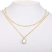 Korean Square Zircon Stainless Steel Necklaces For Women Shiny Cubic Zirconia