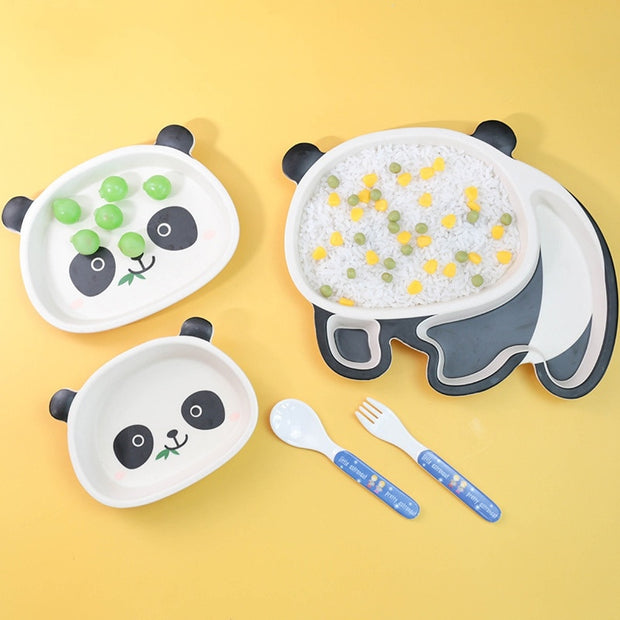 Bamboo Fiber Children Tableware Cute Cartoon Panda Food Plate