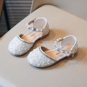 Jlong Summer Kids Girls Vintage Sandals Korean Style Princess Fashion Pearl Beads