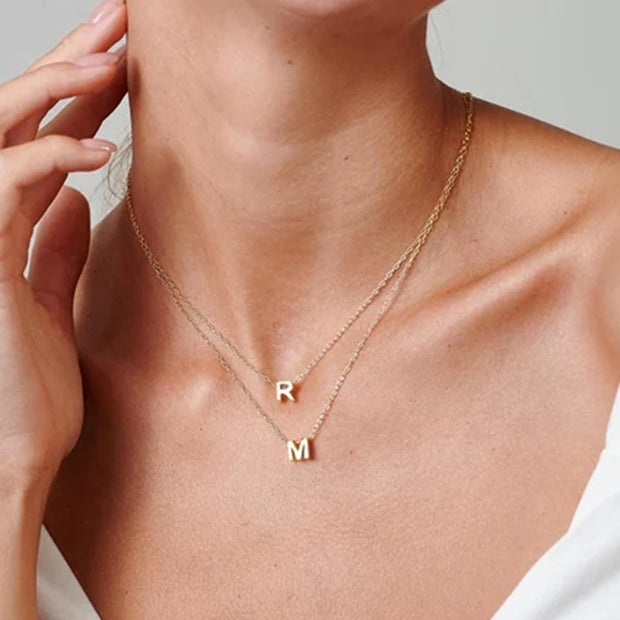 Fashion Initial Necklace Gold  Color Cut Letters Single Name Choker Necklace