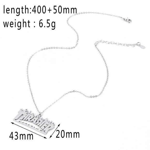 Trendy Street Hip Hop Letter Pendant Necklace High Quality Stainless steel