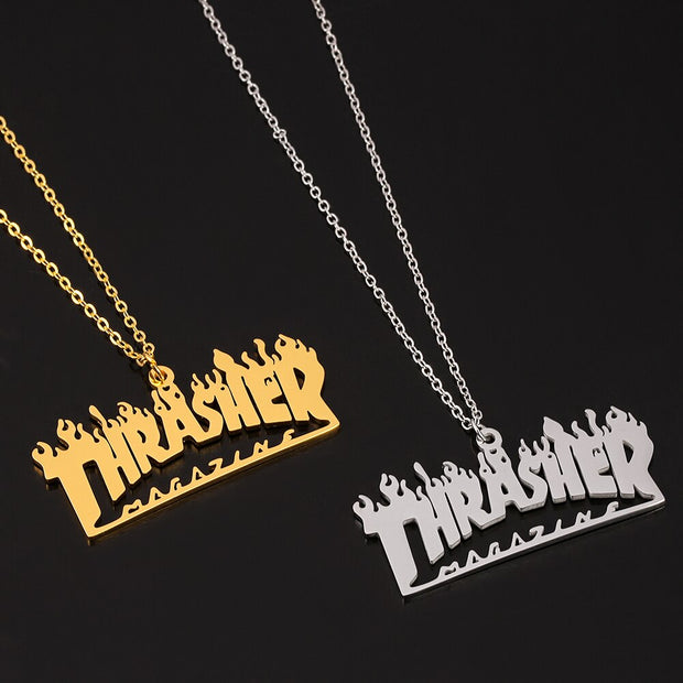 Trendy Street Hip Hop Letter Pendant Necklace High Quality Stainless steel