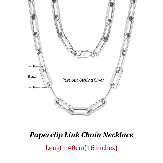 4K Gold Plated Genuine 925 Sterling Silver Paperclip Neck Chain 6/9.3/12mm