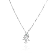 Zircon Christmas Tree Necklace For Women Chain Stainless Steel Necklace