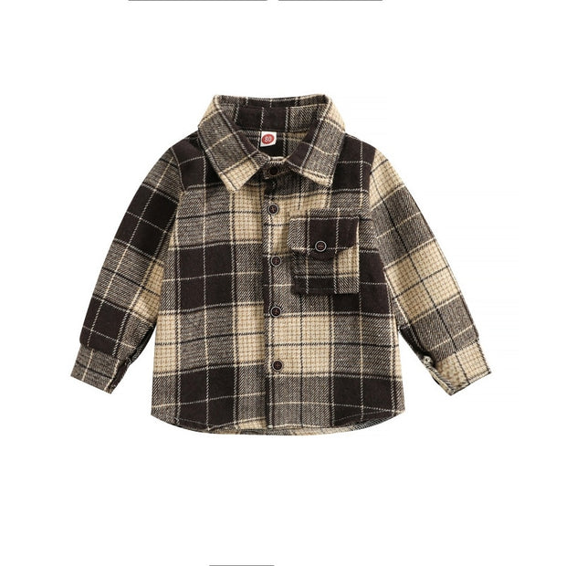 Shirt Jacket Little Kids Boy Girl Flannel Shacket Coat Tops 1-5 Years