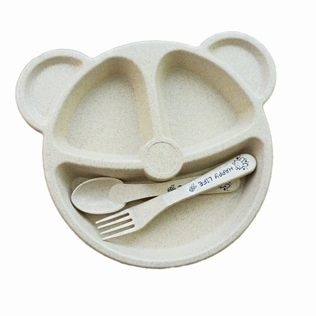 4Color Creative Bamboo Fiber Dinner Plate Divided Dining Dish 15*24 centimeter