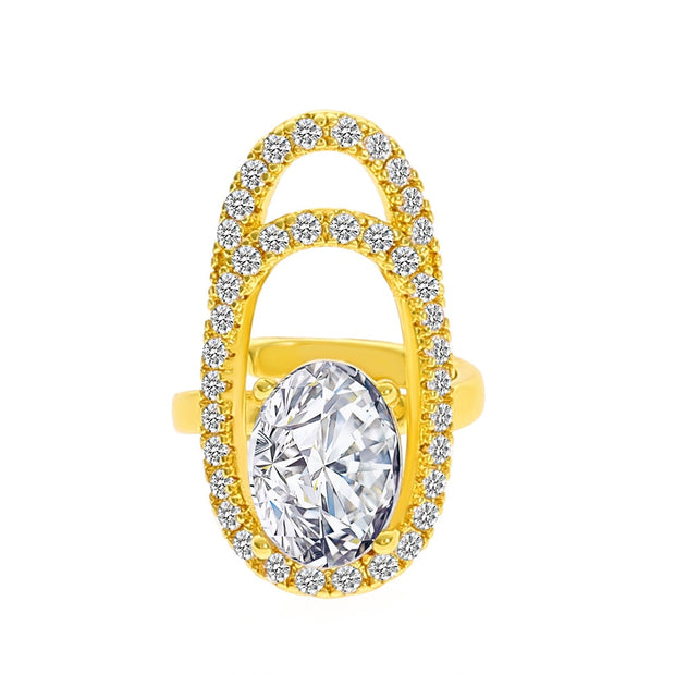 Fashion Inlaid Zircon Nail Rings For Women Gold Color Geometric Finger Ring