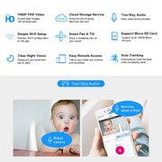 1080P Robot IP Camera WiFi Two-way Audio Surveillance 360° Night Vision Security Camera