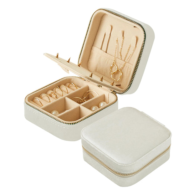 Plush Jewelry Organizer Box Portable Velvet Travel Jewelry Boxes Case Small Jewelry Box