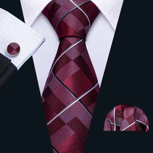 Fashion Green Plaid Men Tie Set Silk Jacquard Necktie Wedding Business