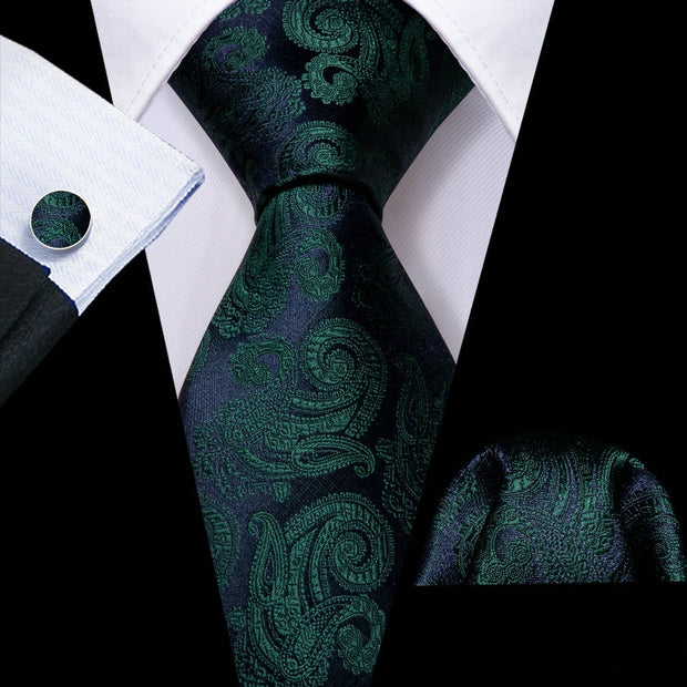 Tie Set Silk Jacquard Floral Necktie Wedding Business Handkerchief Cufflinks Tie