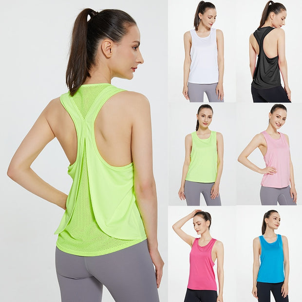New Sleeveless Yoga Vest Sport Singlet Women Athletic Fitness Sport Tank Tops