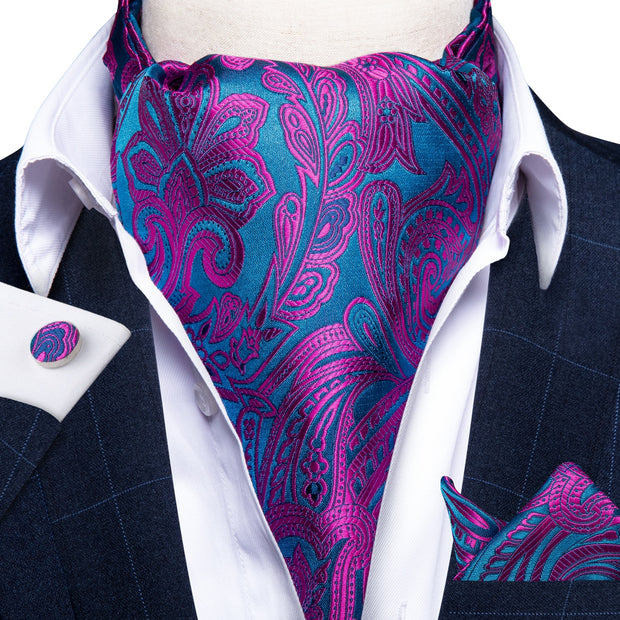 Luxury Men&#39;s Vintage Paisley Floral Formal Cravat Ascot Tie Self British Style
