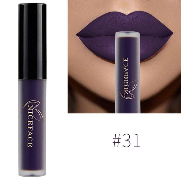 NICEFACE 34 Color Lip Gloss Waterproof Nude Matte Liquid Lipstick Moisturizing Long Lasting Lipgloss Lip Makeup Beauty Cosmetics