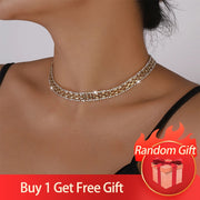 Unique Geometric Rhinestones Square Chain Necklace for Women