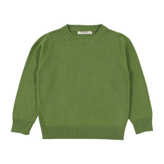 Autumn Kids Pure Color Sweater Boys Girls Cotton Pullovers Casual