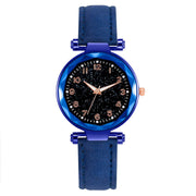 Women Fashion Watch Leater Band Dazzling Digital Face Ladies Quartz Watch