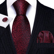 3PC Fashion Luxury Dark Floral 100% Silk Tie Gifts For Men Suit