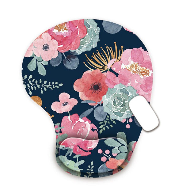 Flower Ergonomic Mouse Pad with Wrist Rest Non-Slip Rubber Computer Mat
