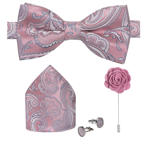 Wedding Bow Tie for Men Classic Red Pre-tied Bowtie Gift Set