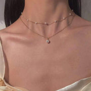 Vintage Pearl Charm Layered Necklace Women Jewelry Layered Accessories