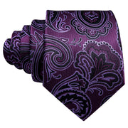 Purple Paisley Silk Floral Men Tie Wedding Gift Barry.Wang Designer NeckTie