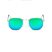 Hexagon Sunglasses Men Brand Designer Small Square Sunglases Metal Frame