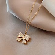 Classic Gold Color Titanium Steel Necklace For Women Jewelry Crystal Pearl Beads