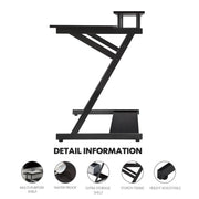Unique Z-Shaped 40" Computer Desk with 2-Monitor Shelf & Bottom Storage Shelves