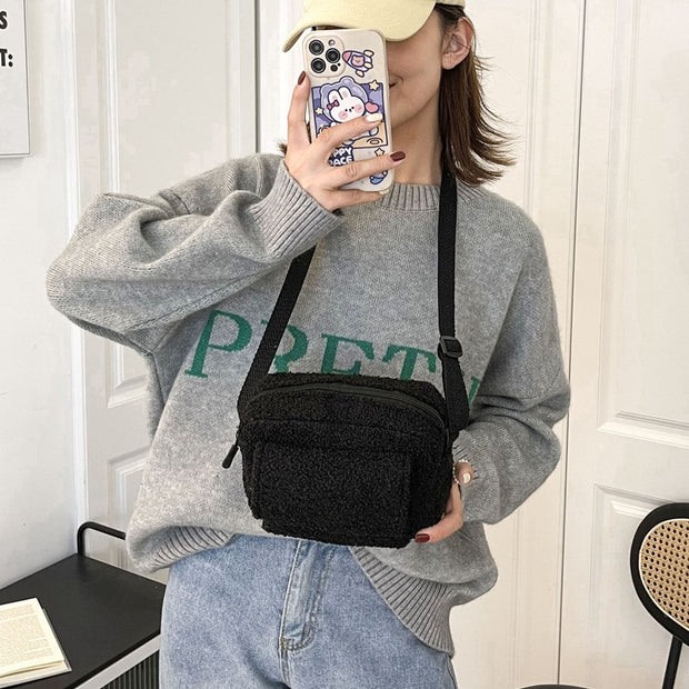 New Plush Fabric Women's Shoulder Crossbody Bag