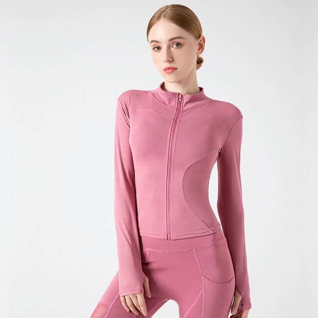 OHYOGA Women Sports Jacket Yoga Shirts Gym Top Zip Fitness Slim Activewear