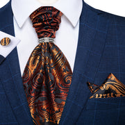 Silver Paisley Silk Ascot Tie Set Wedding Party Cravat White Ties