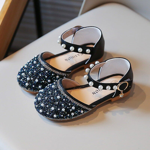 Jlong Summer Kids Girls Vintage Sandals Korean Style Princess Fashion Pearl Beads