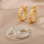 Fashion Stainless Steel Stud Earrings for Women Cuban Link Chain Gold Plated