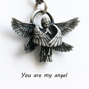 Classic Angel Pendant Necklace Handmade Seraphim Pray Pendant Long Chain Neck