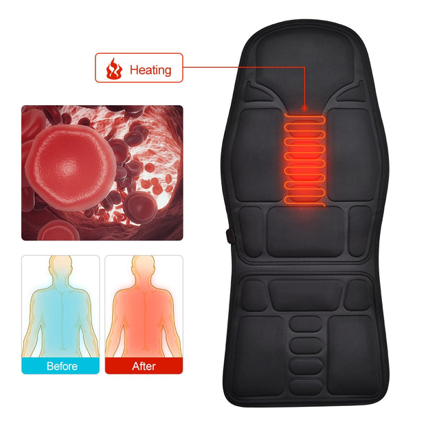 Electric Heating Vibrating Back Massager Portable Massage Chair Cussion Seat Pad
